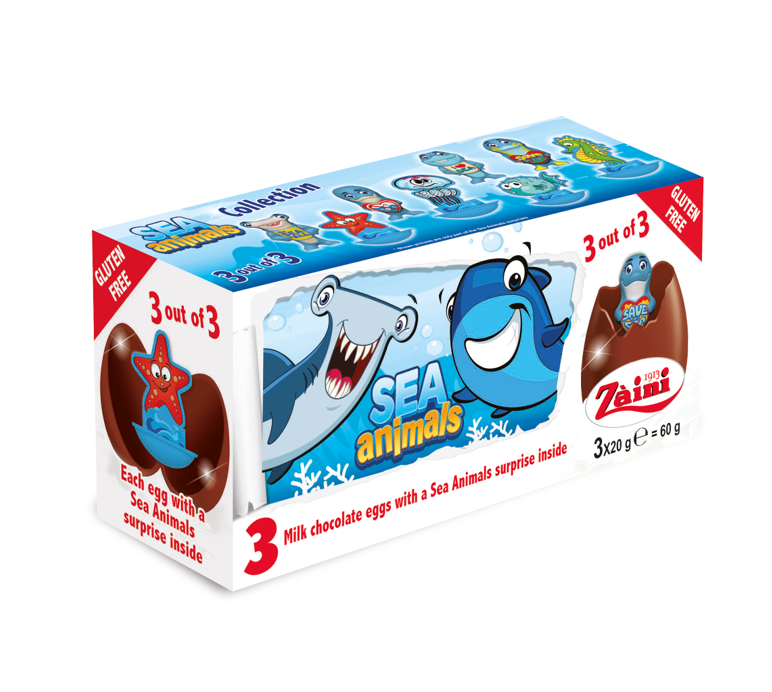 Zaini Chocolate Eggs Sea Animals Tripack 60g