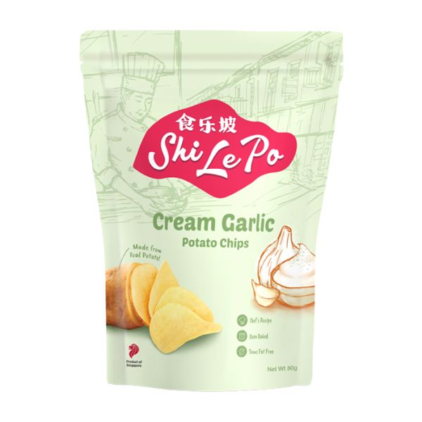 Shi Le Po Cream Garlic Potato Chips 80g