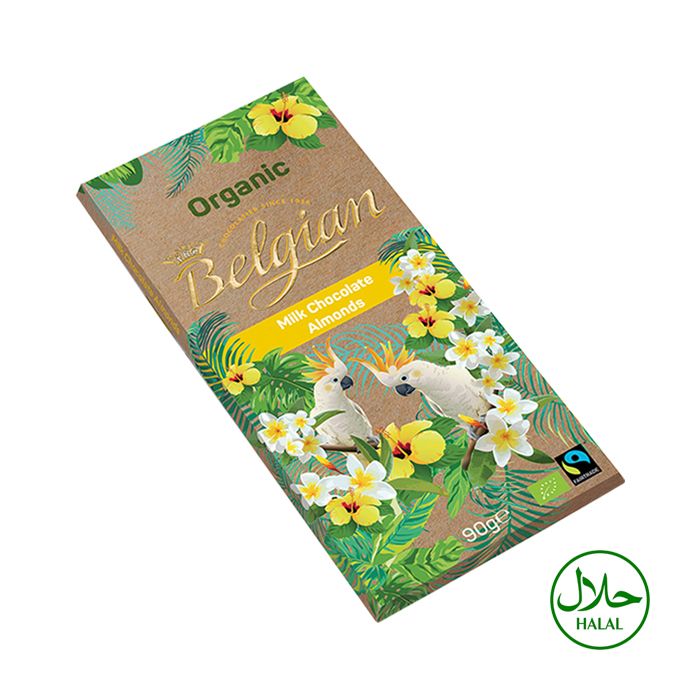 The Belgian Organic Milk Chocolate Bar with Almonds 90g