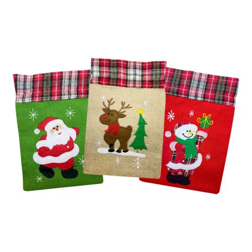 Christmas Jute Drawstring Bag
