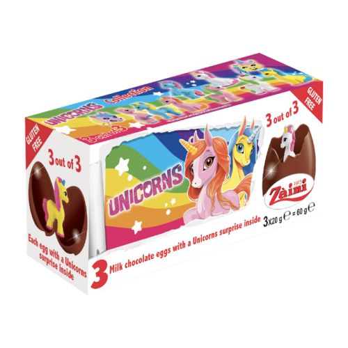 Zaini Chocolate Eggs Unicorns Tripack 60g