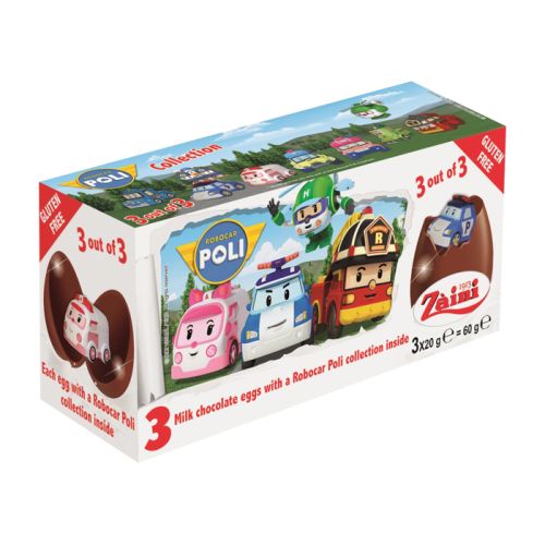 Zaini Chocolate Eggs Robocar Poli Tripack 60g