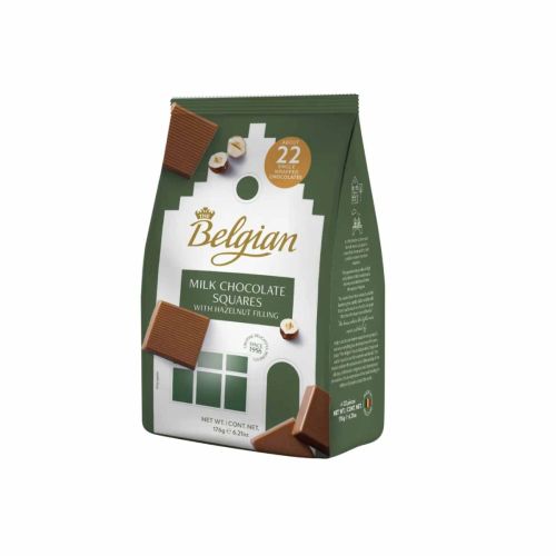 The Belgian Milk Chocolate Squares with Hazelnut Filling 176g