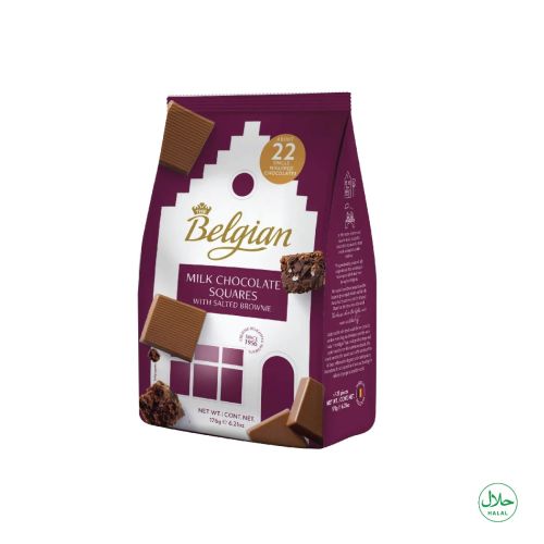 The Belgian Milk Chocolate Squares with Salted Brownie 176g