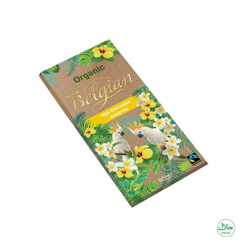 The Belgian Organic Milk Chocolate Bar with Almonds 90g
