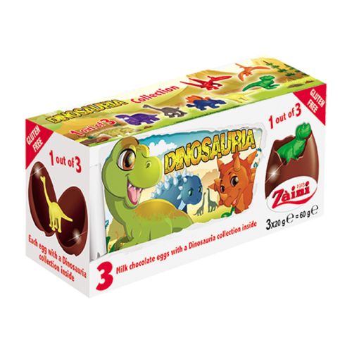 Zaini Chocolate Eggs Dinosauria Tripack 60g